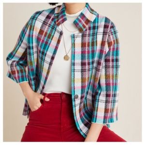 Anthropologie L Rosetta Cropped Plaid Jacket NWT